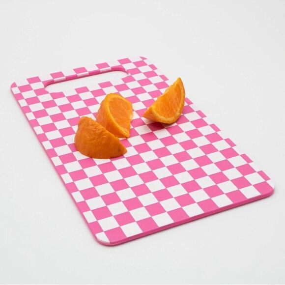 NWT Bullseye’s Playground Pink White Checkered Cutting Board 15” x 8.5” - Picture 5 of 6